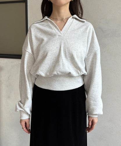 帶領口開襟衛衣套頭衫