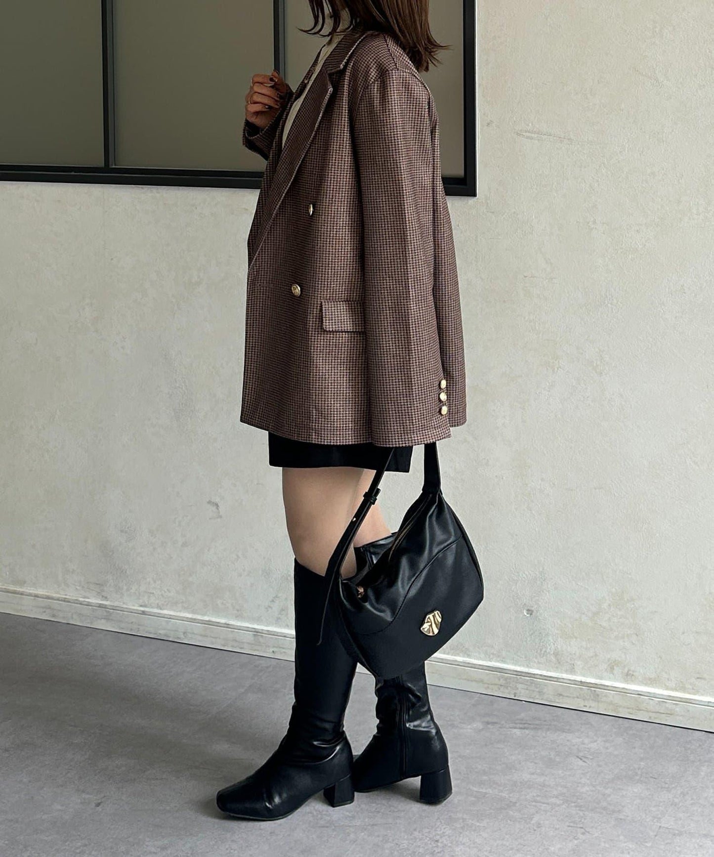 金色紐扣羊毛混紡西裝外套