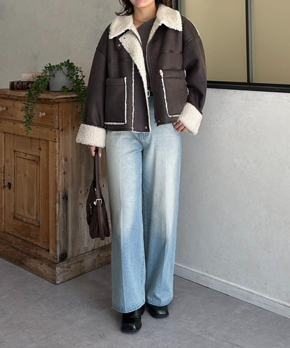 F仿羊羔絨短款夾克