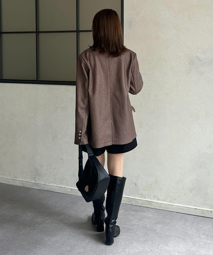 金色紐扣羊毛混紡西裝外套