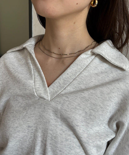 帶領口開襟衛衣套頭衫