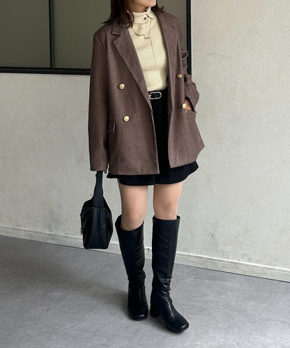 金色紐扣羊毛混紡西裝外套