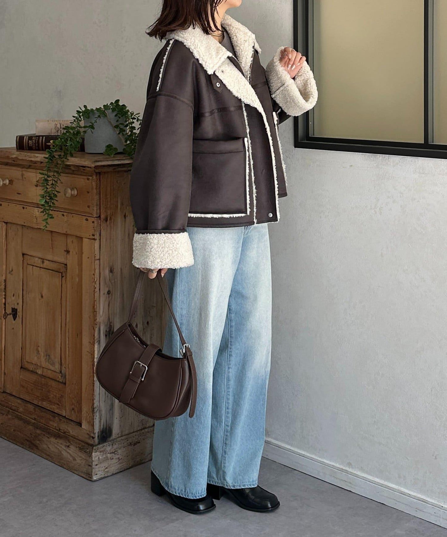 F仿羊羔絨短款夾克