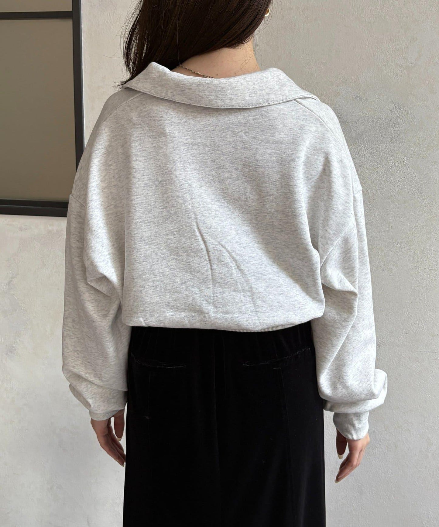 帶領口開襟衛衣套頭衫