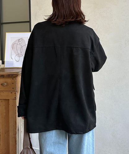 燈芯絨拼接仿麂皮工裝外套