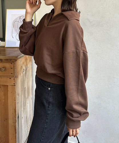 帶領口開襟衛衣套頭衫