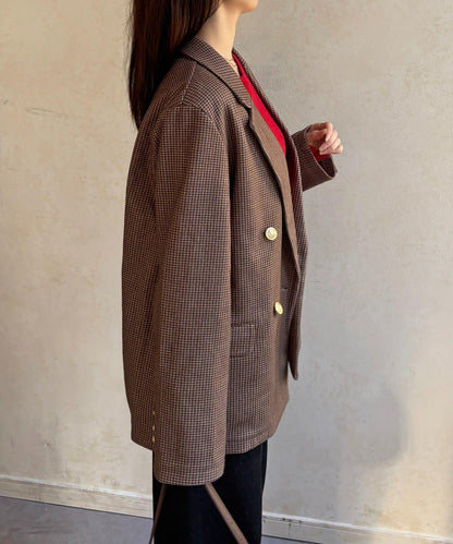 金色紐扣羊毛混紡西裝外套