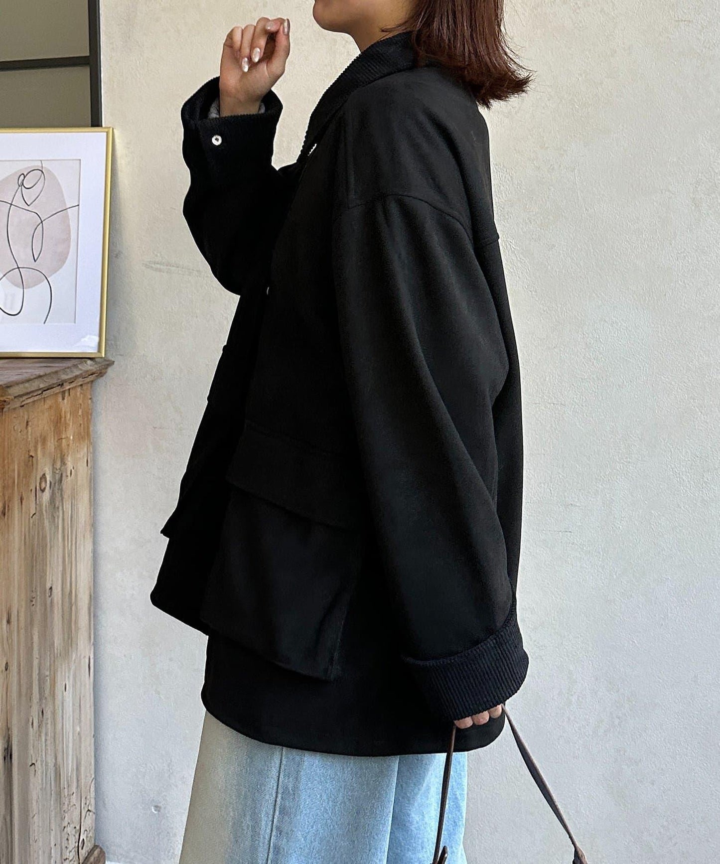 燈芯絨拼接仿麂皮工裝外套