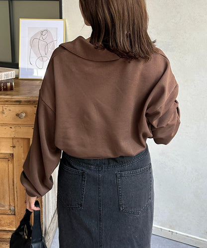 帶領口開襟衛衣套頭衫