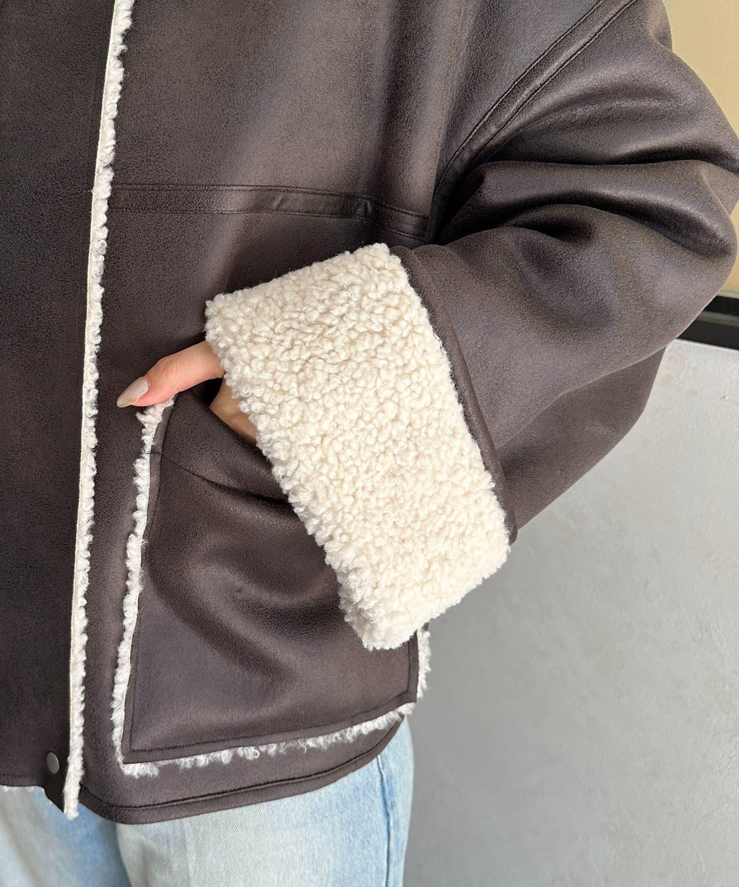 F仿羊羔絨短款夾克