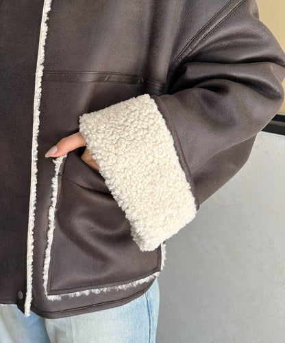 F仿羊羔絨短款夾克