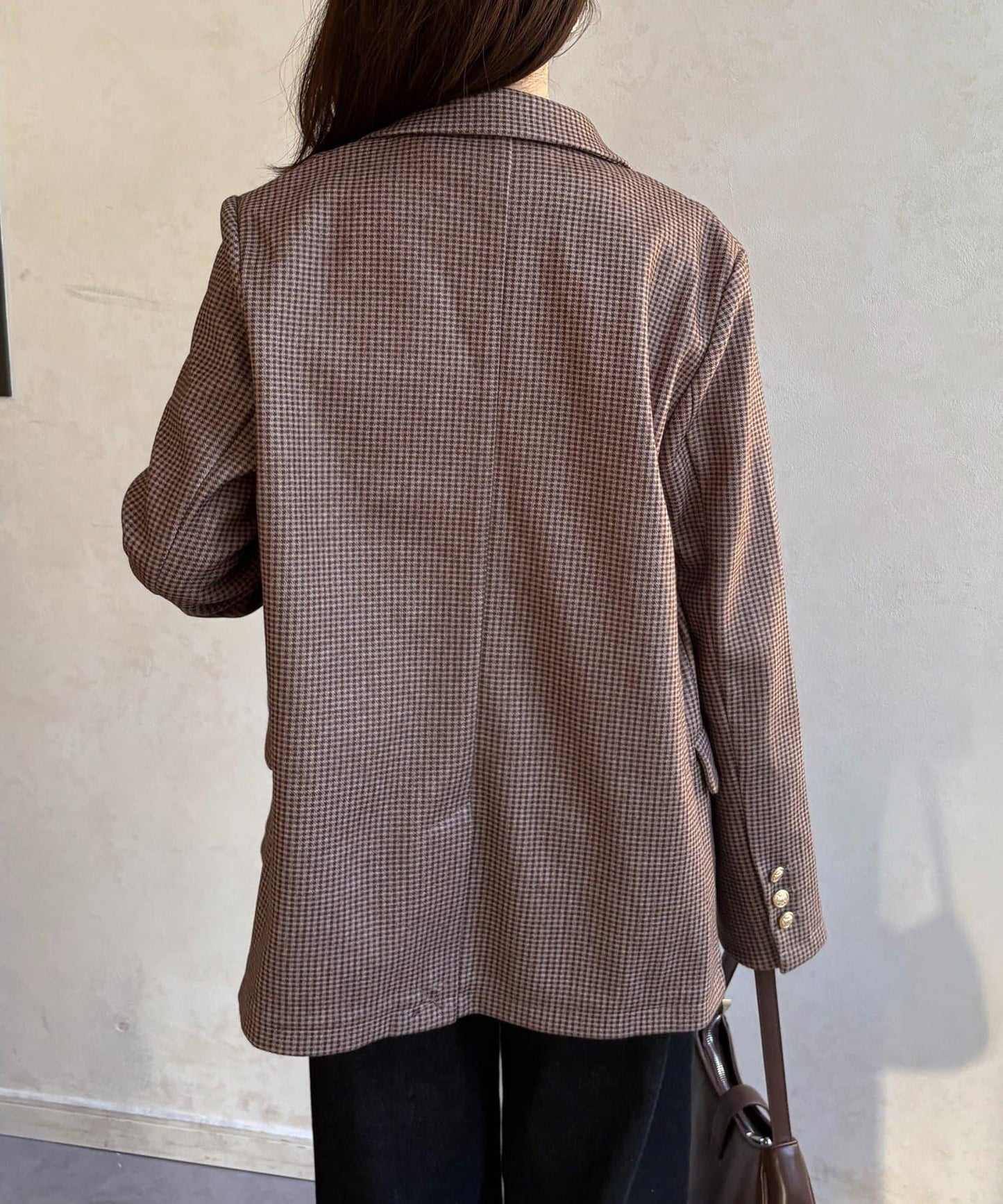 金色紐扣羊毛混紡西裝外套