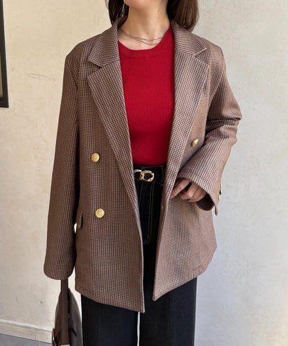 金色紐扣羊毛混紡西裝外套