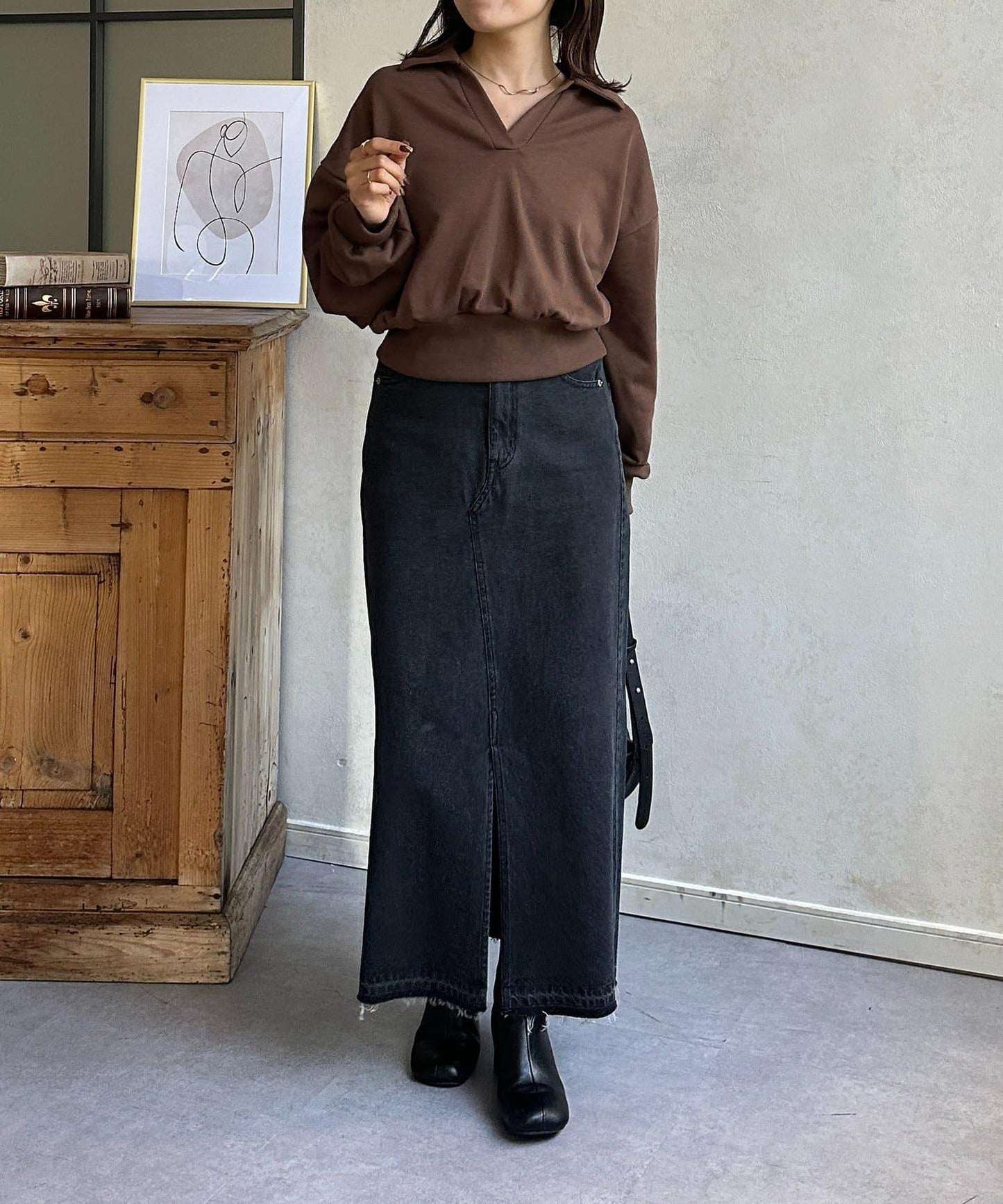 帶領口開襟衛衣套頭衫