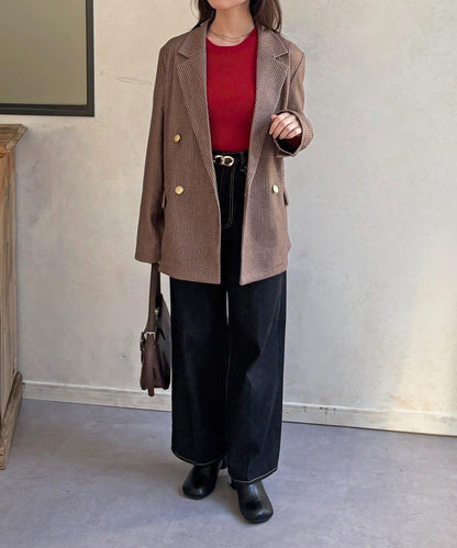 金色紐扣羊毛混紡西裝外套