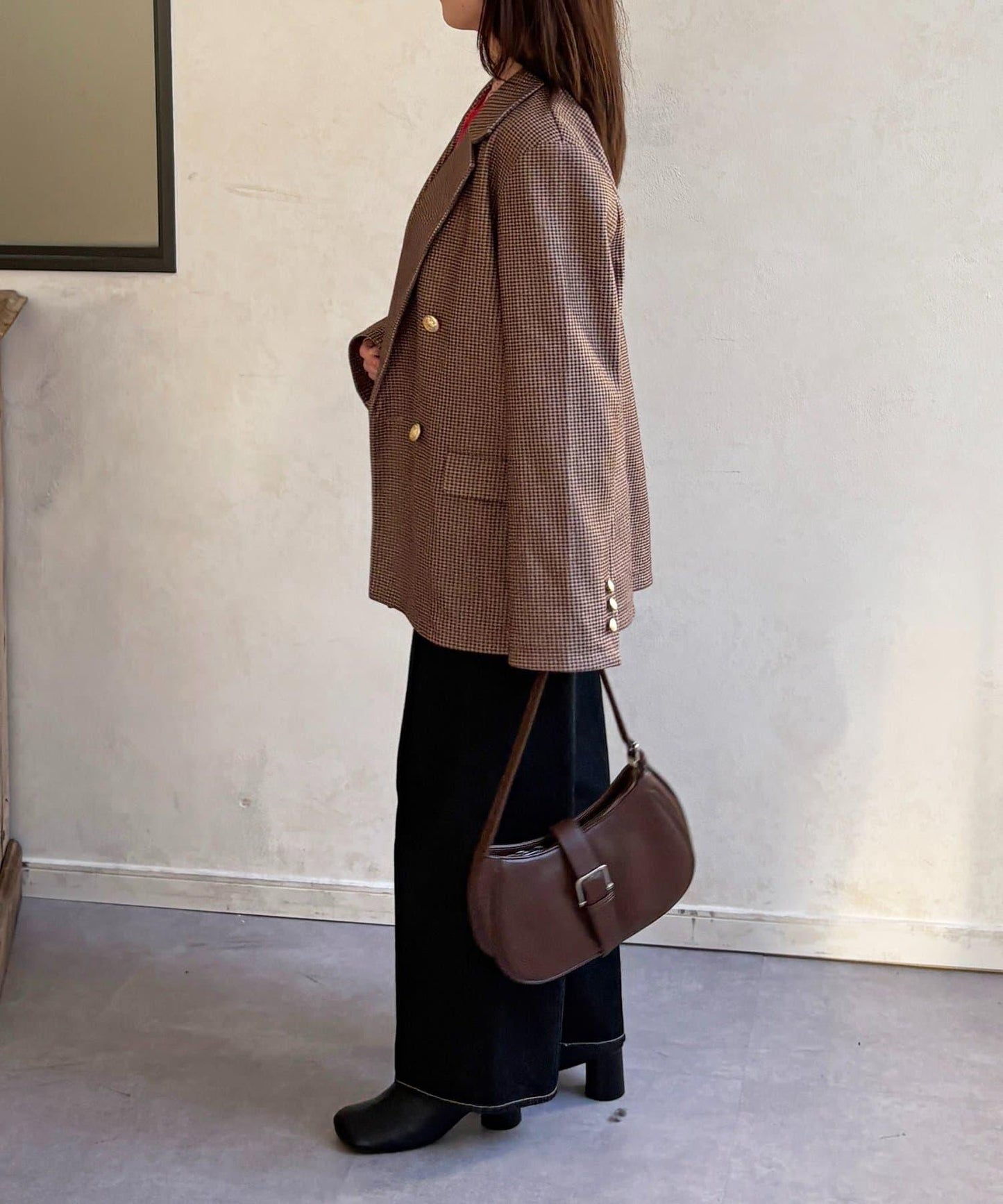 金色紐扣羊毛混紡西裝外套