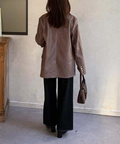 金色紐扣羊毛混紡西裝外套