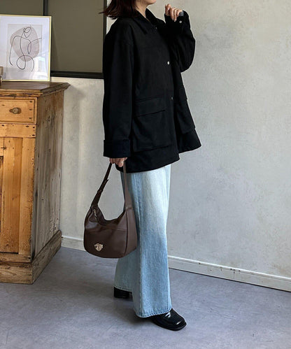 燈芯絨拼接仿麂皮工裝外套