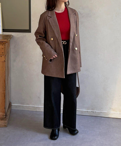 金色紐扣羊毛混紡西裝外套