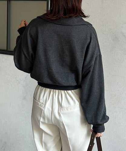 帶領口開襟衛衣套頭衫