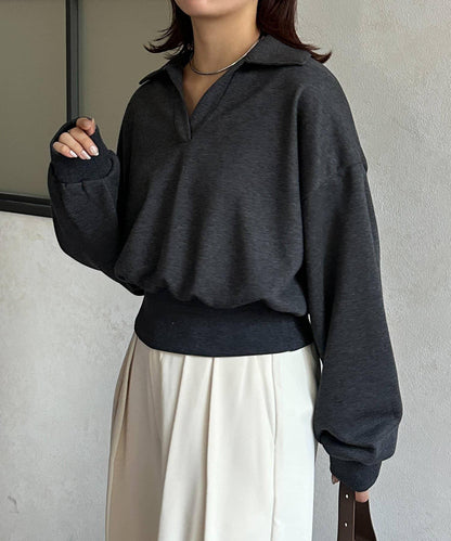 帶領口開襟衛衣套頭衫