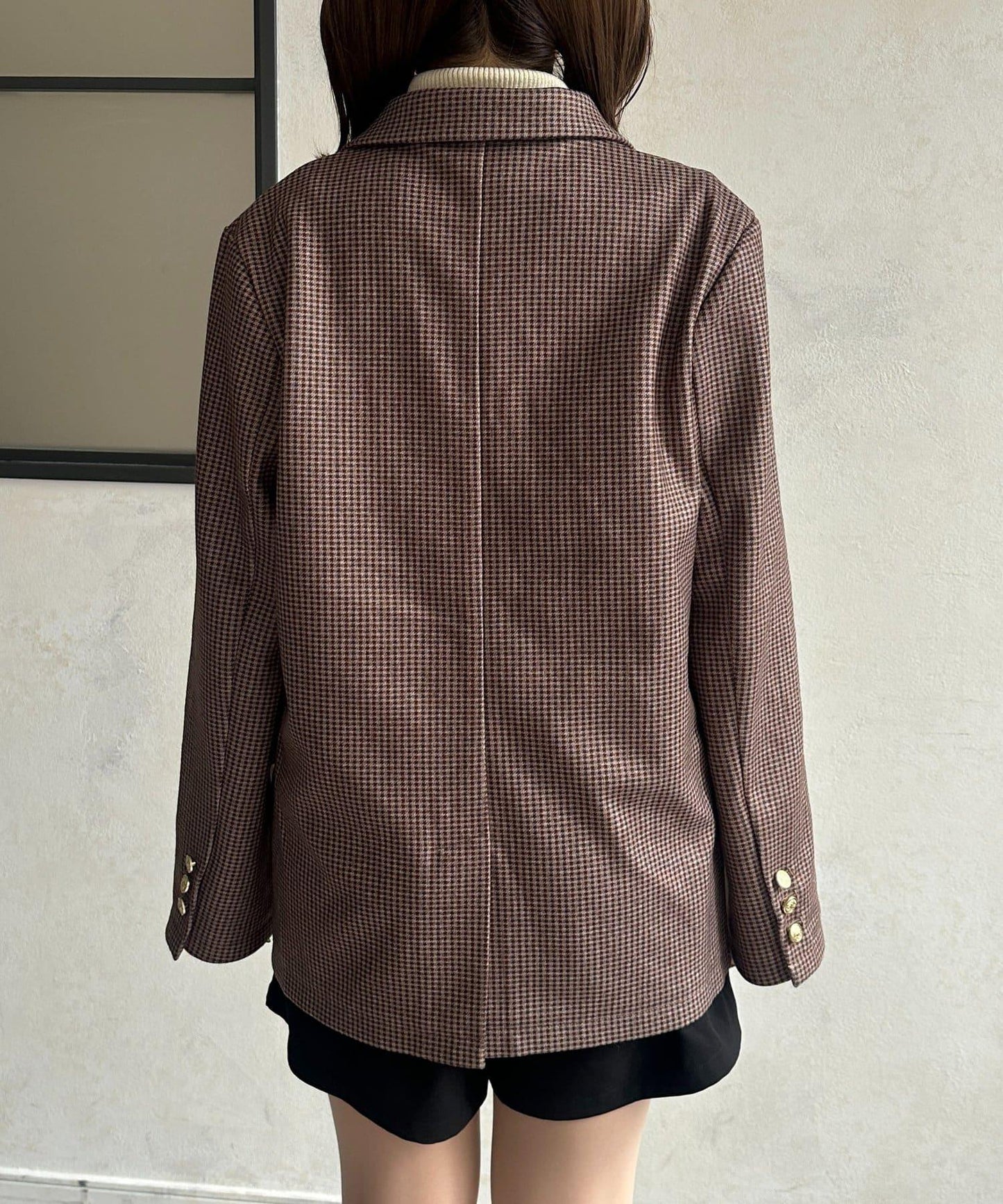 金色紐扣羊毛混紡西裝外套