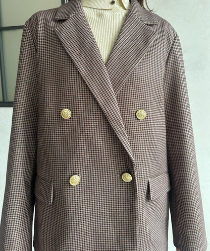 金色紐扣羊毛混紡西裝外套