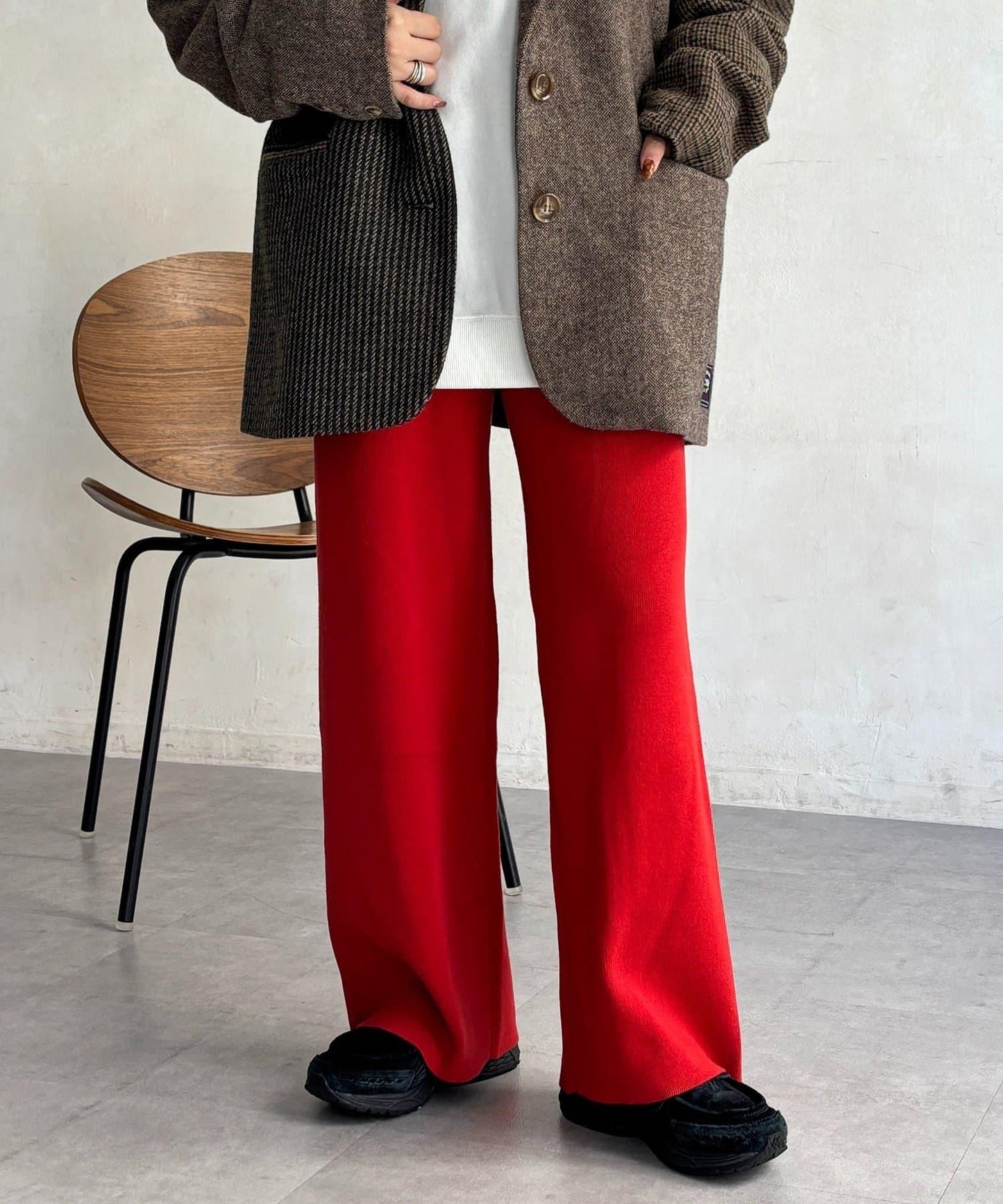 【顯瘦3公斤！】羅紋針織休閒褲