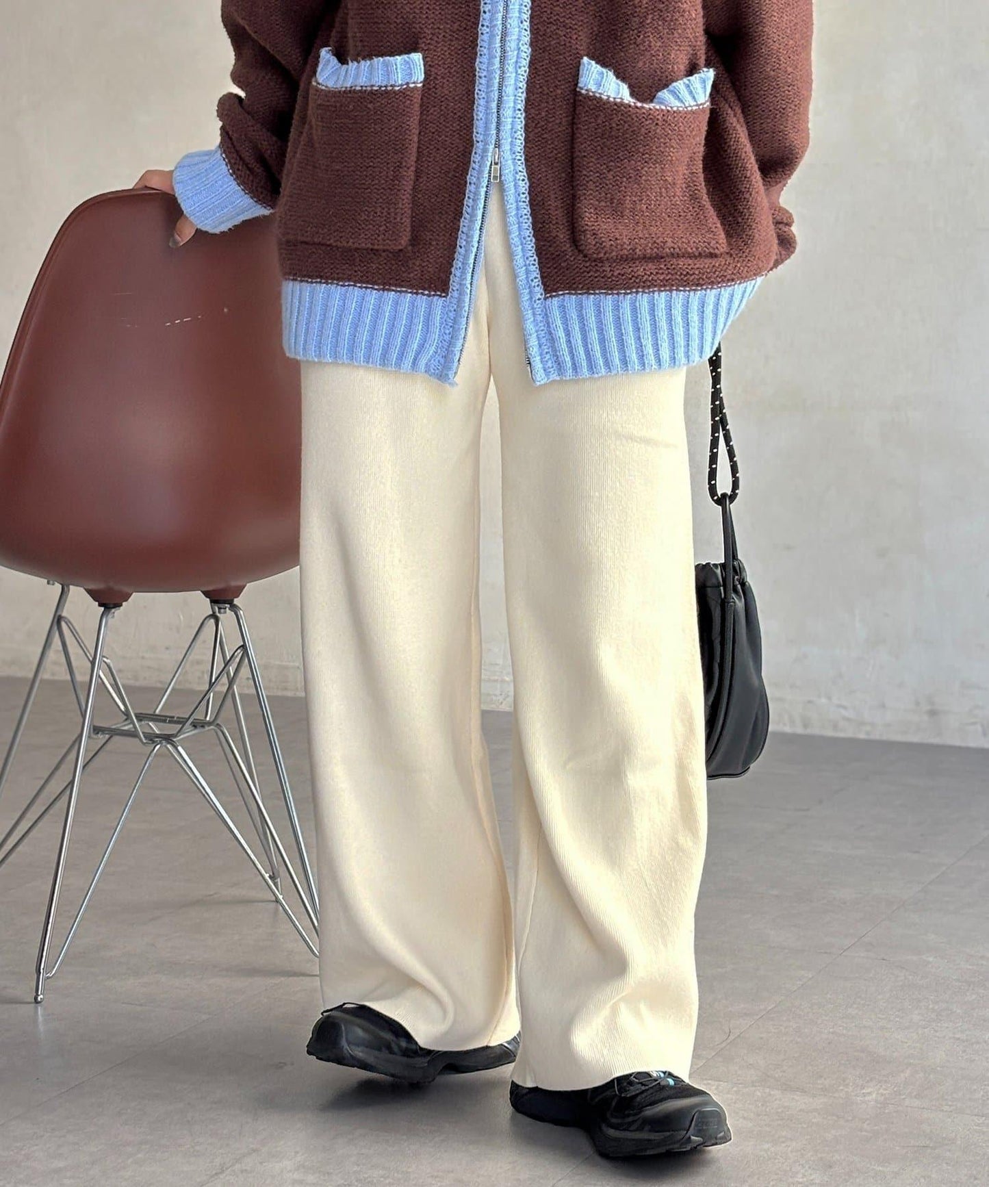 【顯瘦3公斤！】羅紋針織休閒褲