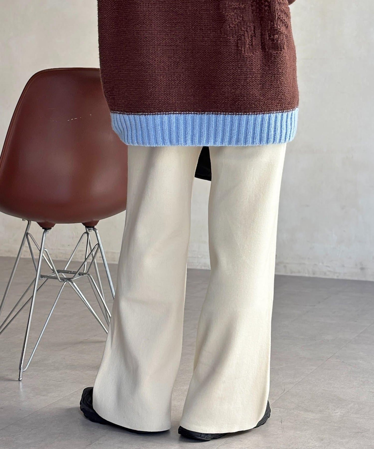 【顯瘦3公斤！】羅紋針織休閒褲