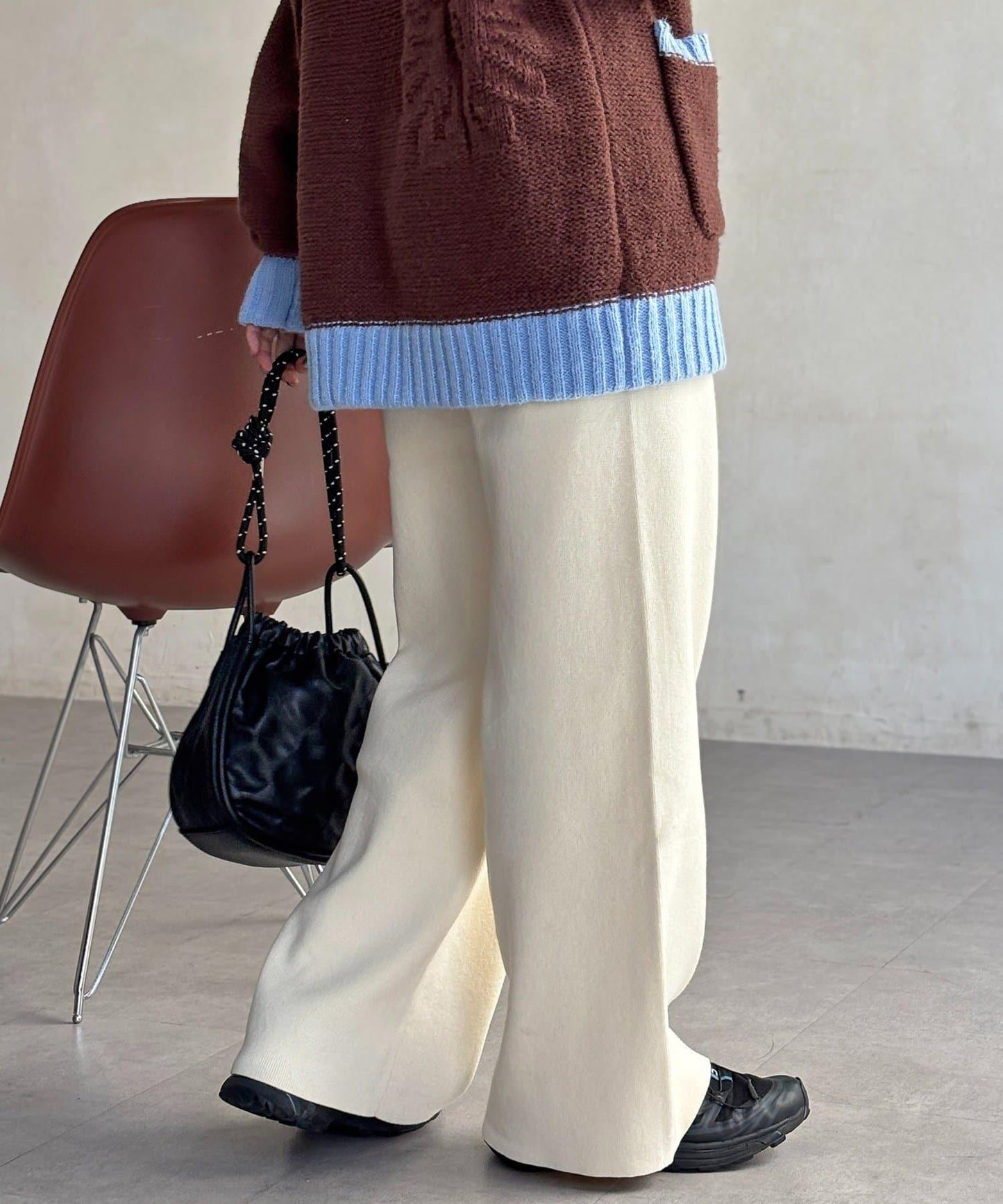 【顯瘦3公斤！】羅紋針織休閒褲