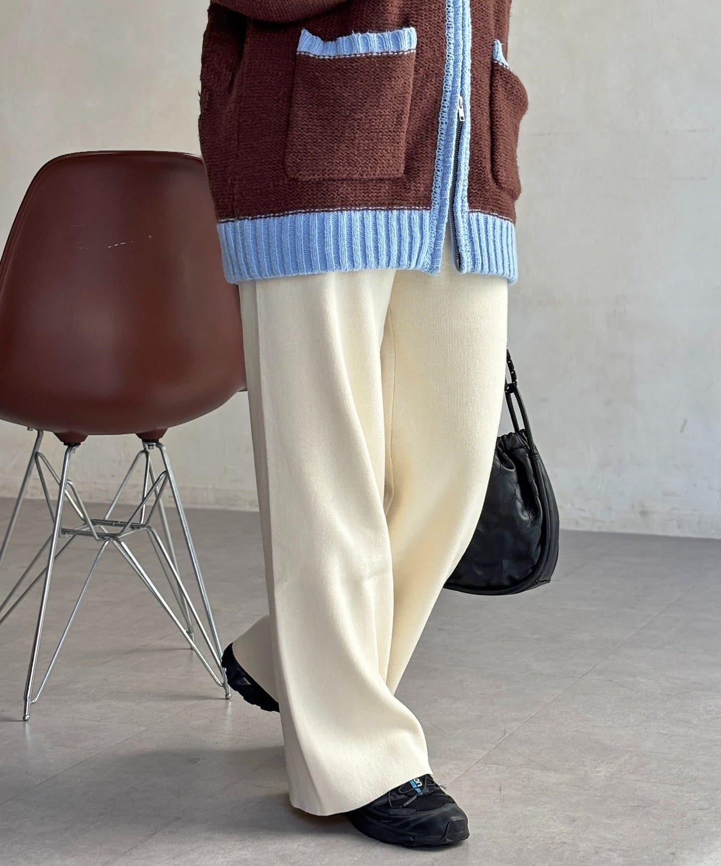 【顯瘦3公斤！】羅紋針織休閒褲