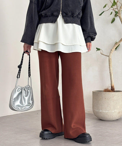 【顯瘦3公斤！】羅紋針織休閒褲