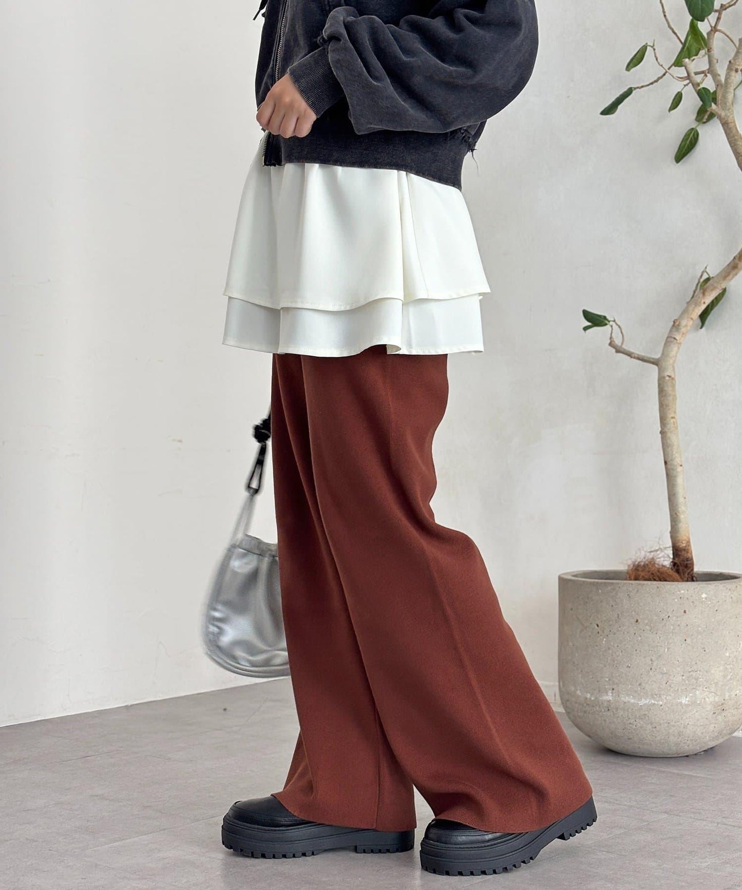 【顯瘦3公斤！】羅紋針織休閒褲