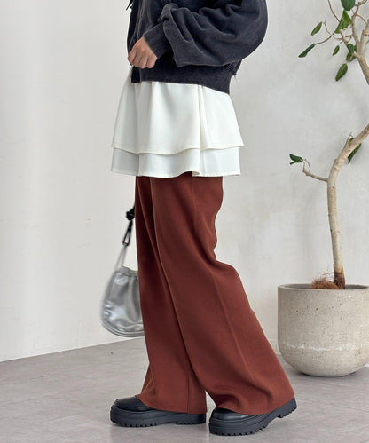 【顯瘦3公斤！】羅紋針織休閒褲