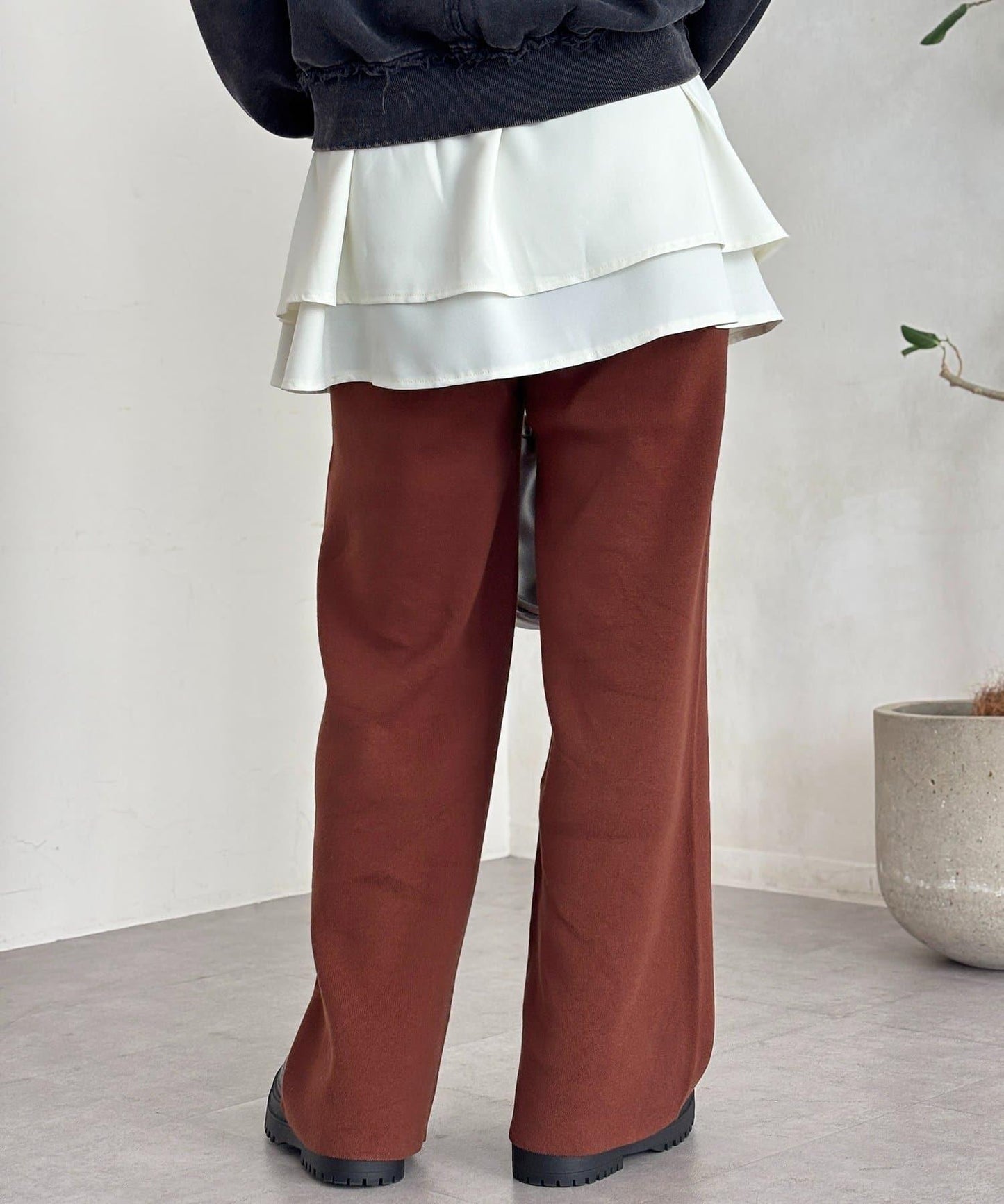 【顯瘦3公斤！】羅紋針織休閒褲