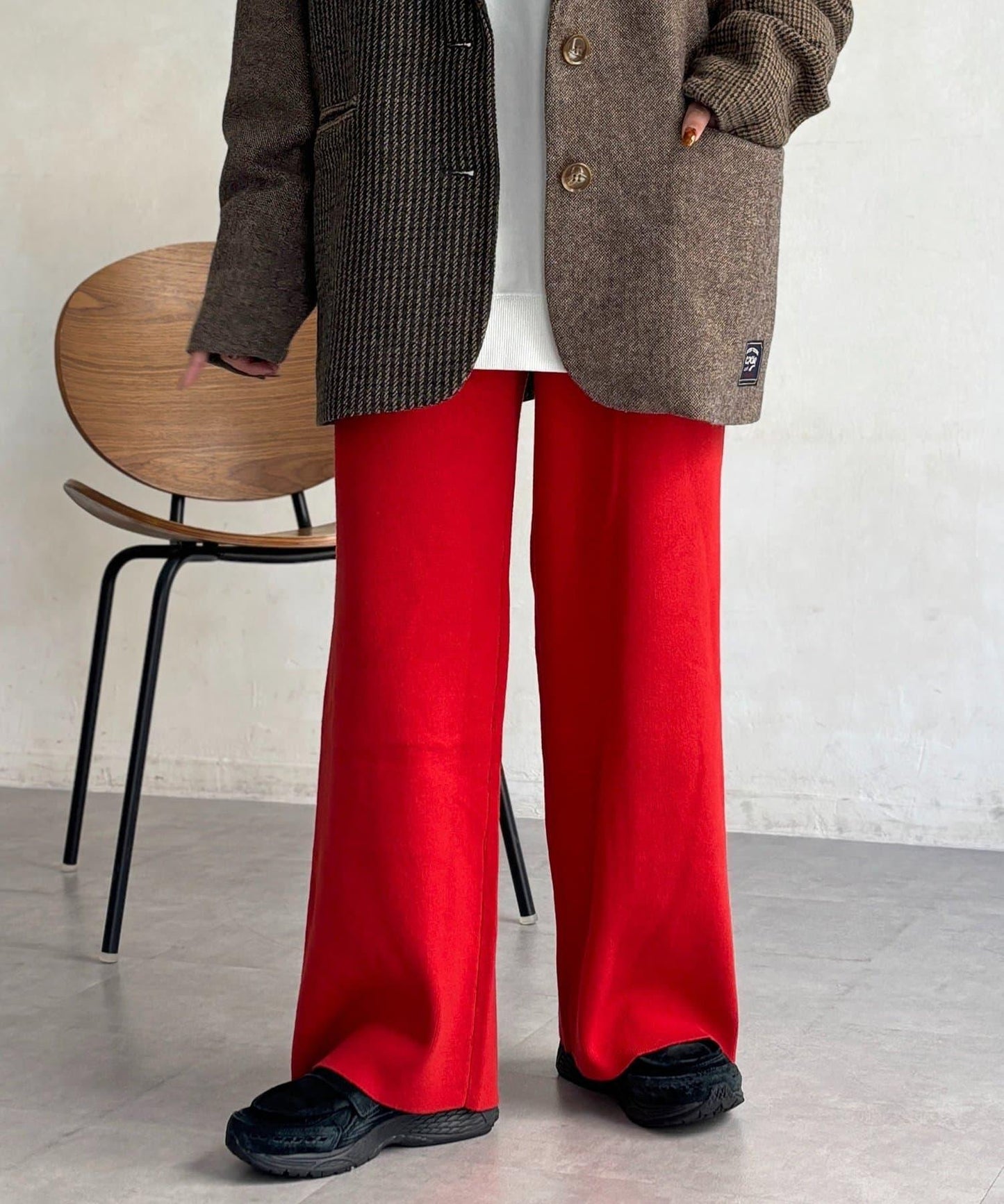 【顯瘦3公斤！】羅紋針織休閒褲