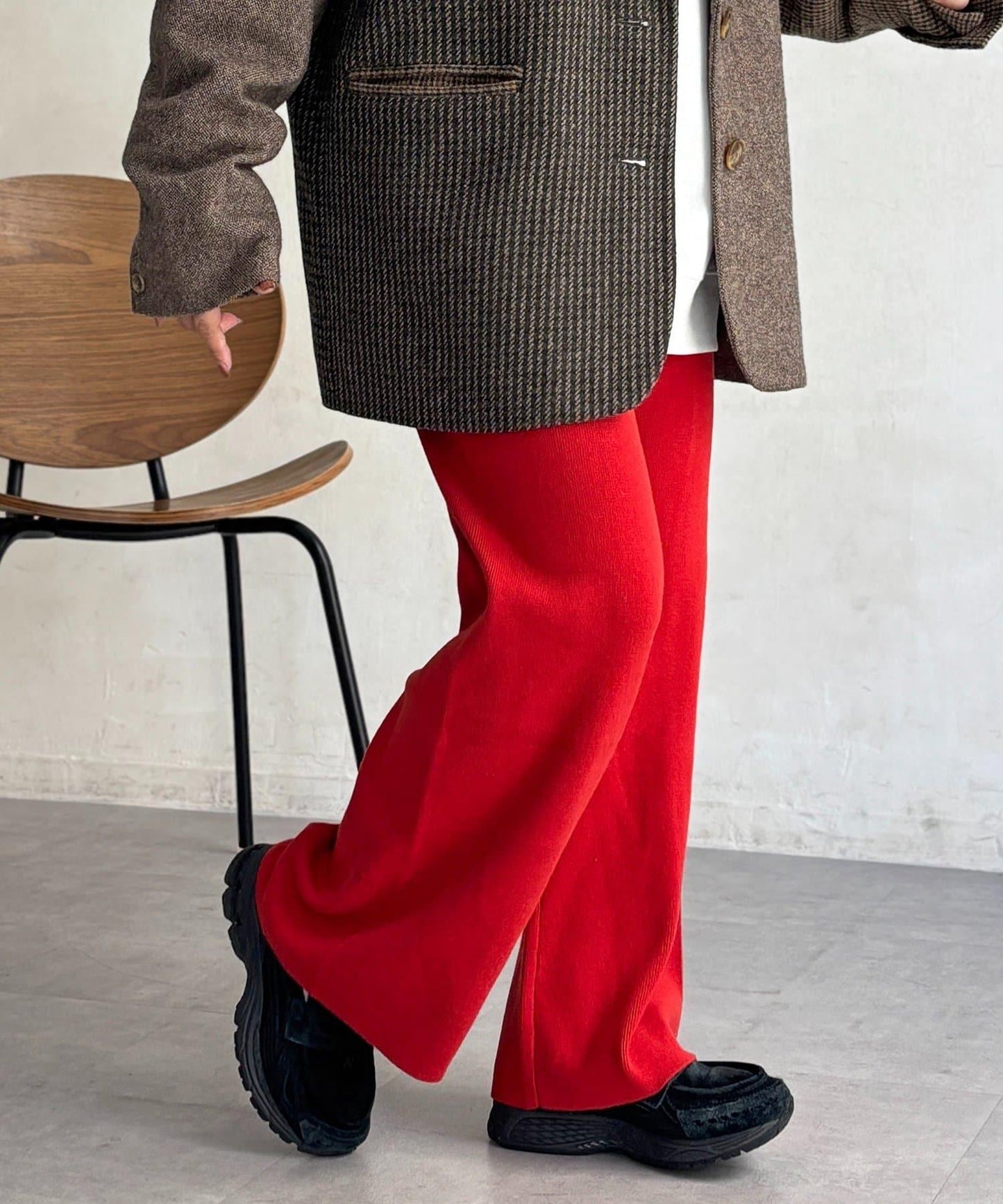 【顯瘦3公斤！】羅紋針織休閒褲