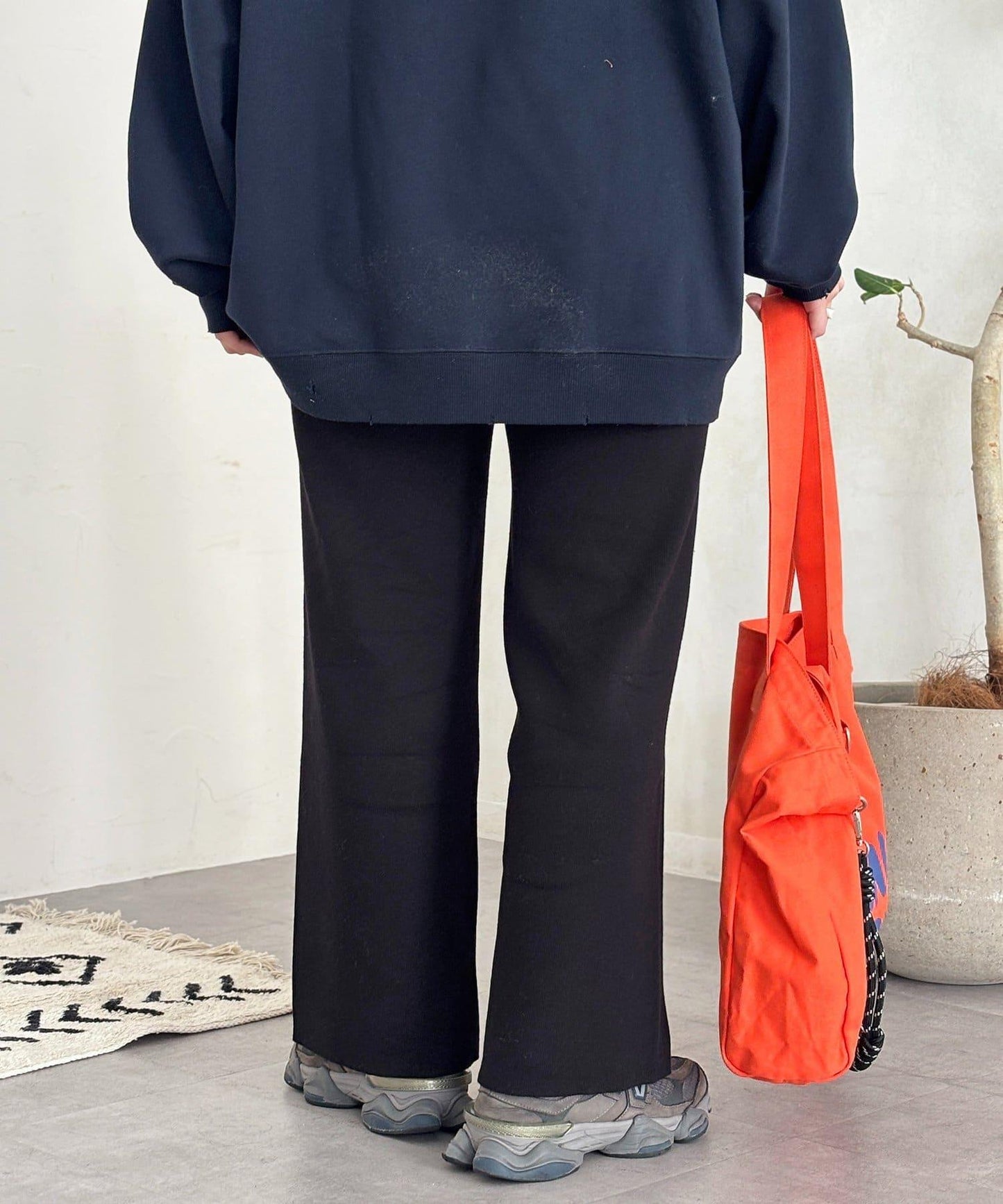 【顯瘦3公斤！】羅紋針織休閒褲