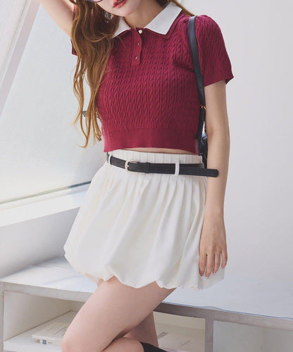 【one after another】2件裝翻領麻花針織衫