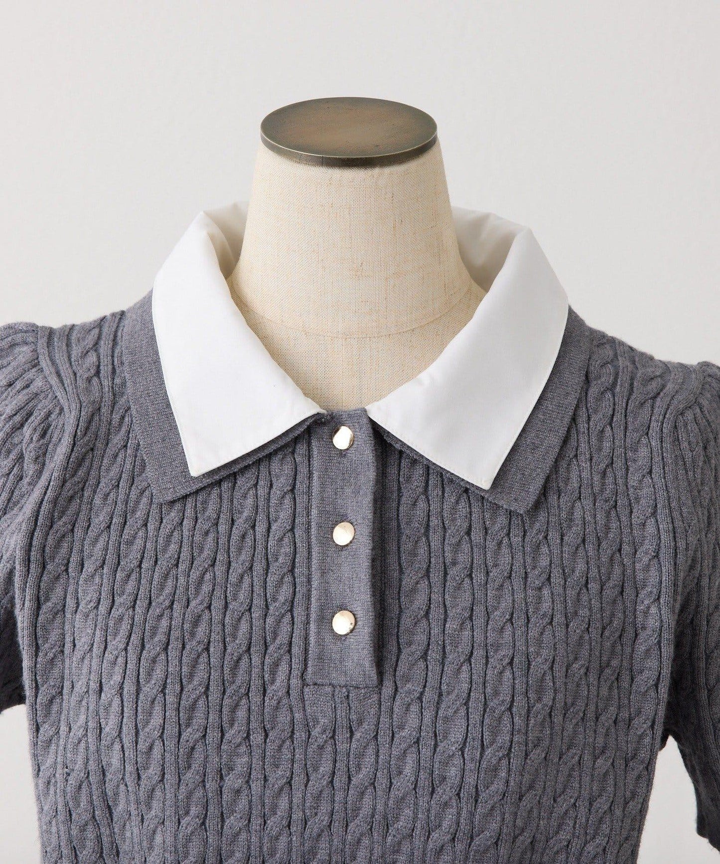 【one after another】2件裝翻領麻花針織衫