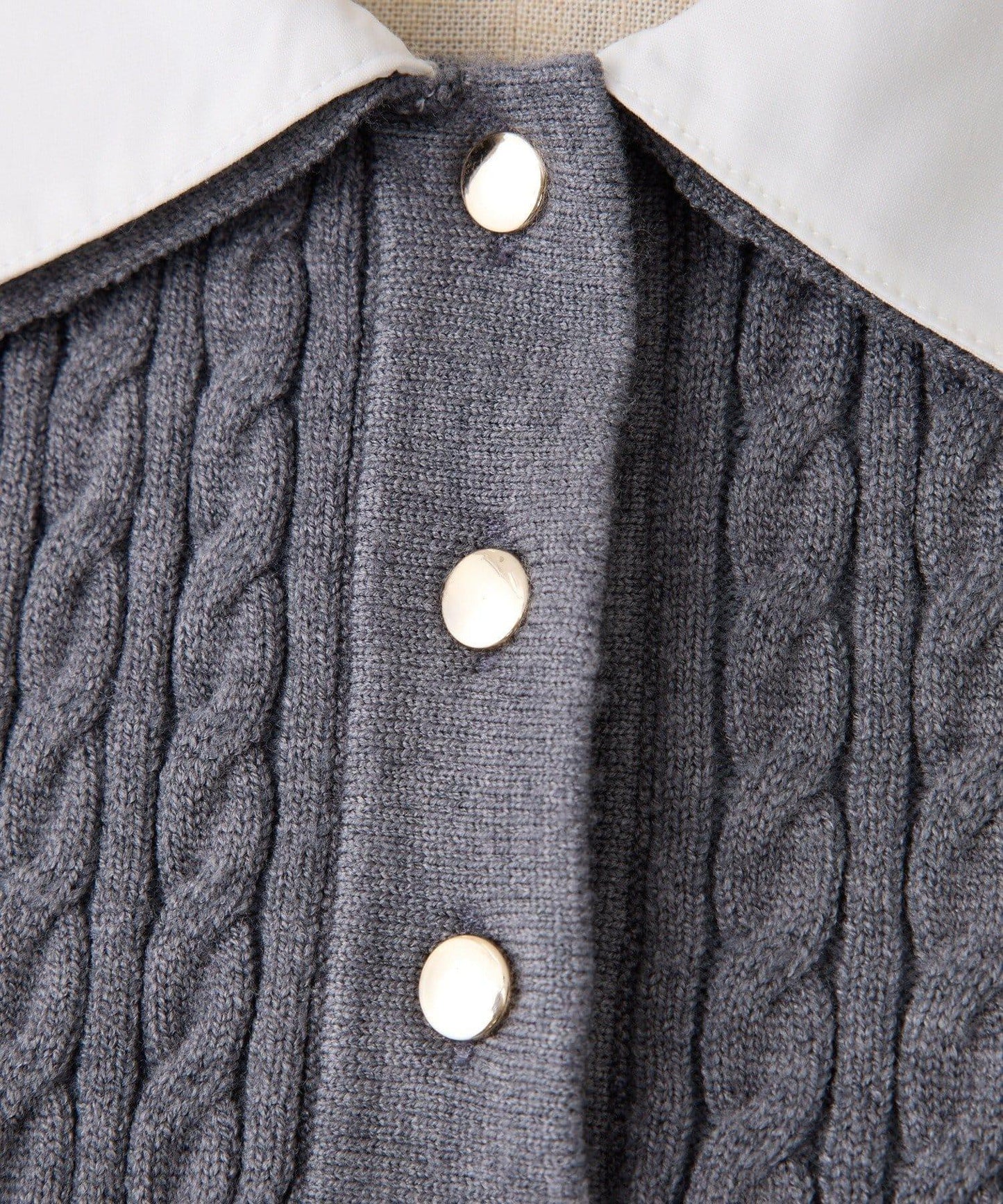 【one after another】2件裝翻領麻花針織衫