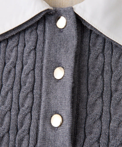 【one after another】2件裝翻領麻花針織衫