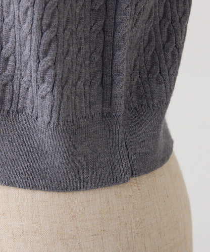 【one after another】2件裝翻領麻花針織衫