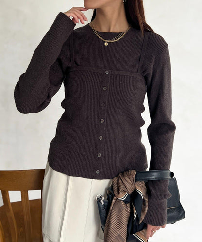 針織套頭衫×針織背心套裝