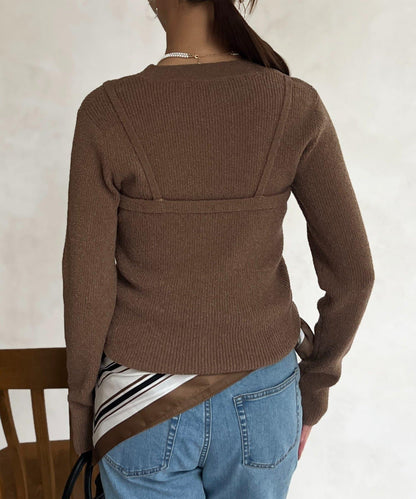 針織套頭衫×針織背心套裝