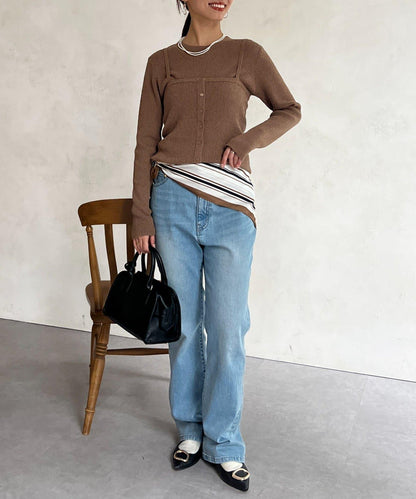 針織套頭衫×針織背心套裝