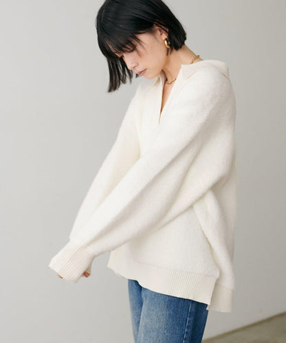 翻領長毛針織套頭衫