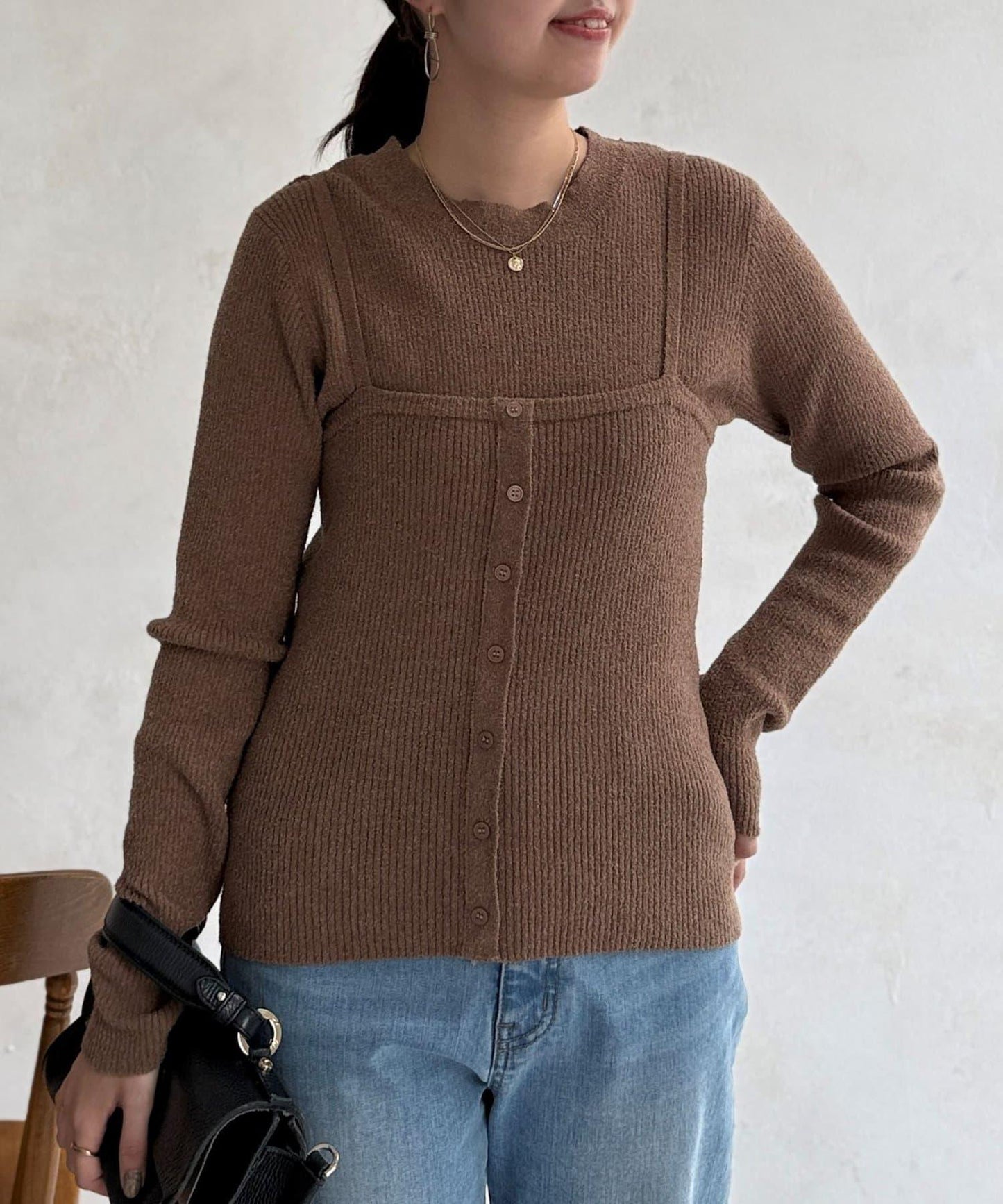 針織套頭衫×針織背心套裝