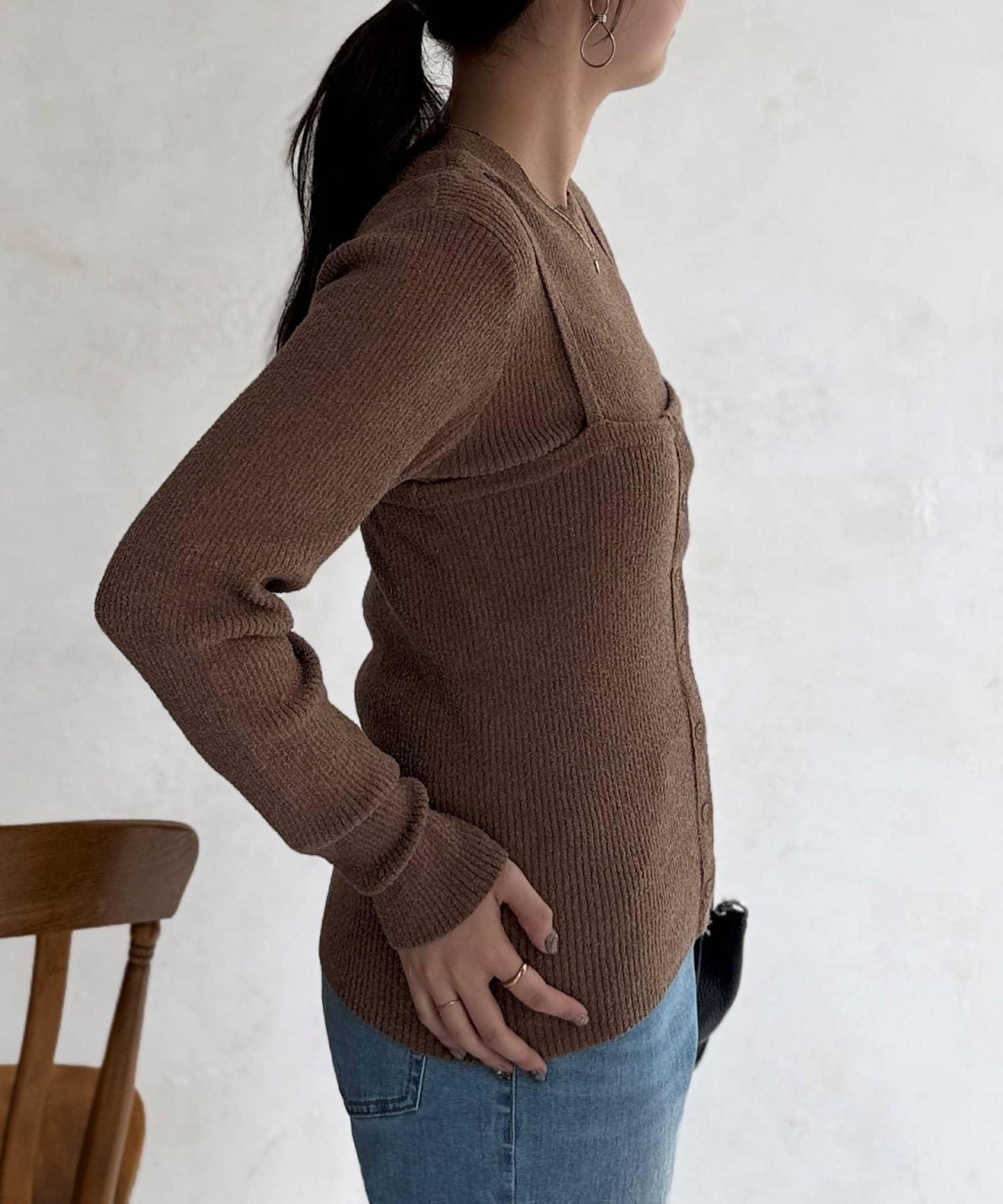 針織套頭衫×針織背心套裝